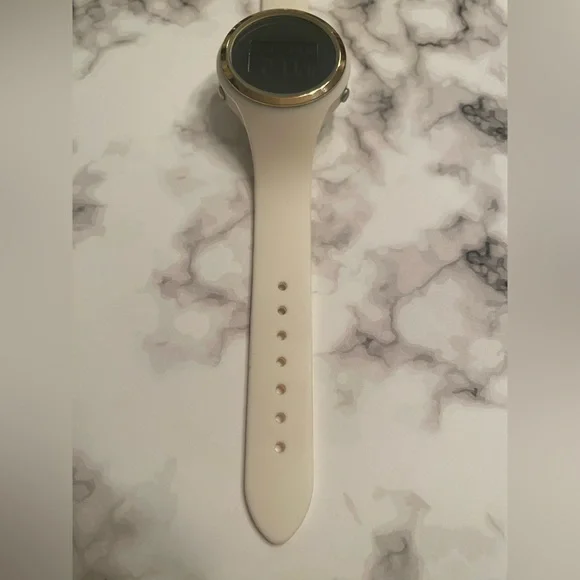 Francesca’s Digital White Silicone Rubber Band Gold Dial Accent Watch - Picture 7 of 11